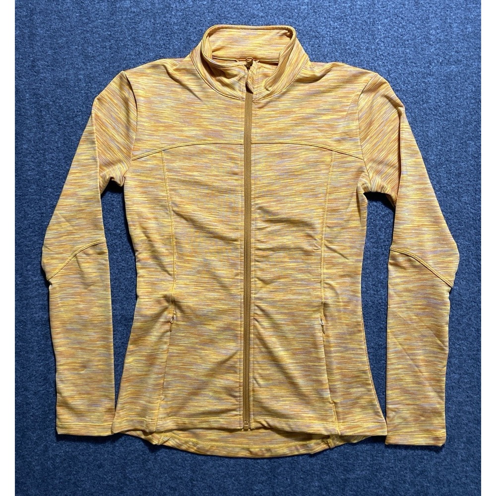 Women Orange Track Jacket Petites Full Zip Size S